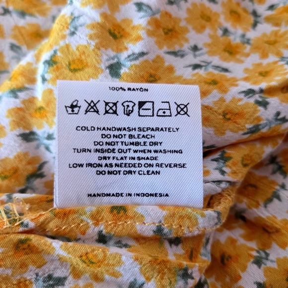 Faithfull The Brand Daphne Floral Print Dress Yellow White Tie Sleeve Size 6/M - Picture 6 of 9